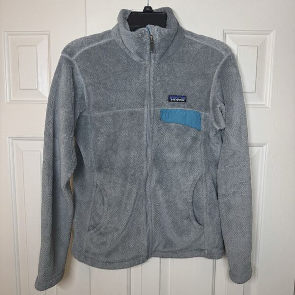 Patagonia Women's Fleece Synchilla Jacket Med Regular Gray and Teal Full Zip - Picture 1 of 7